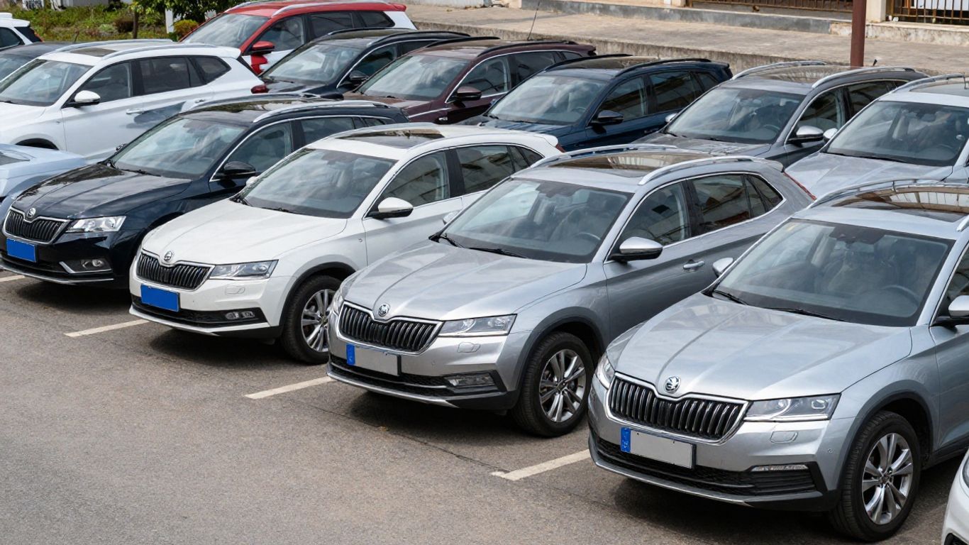 Skoda car models in a wrecking yard