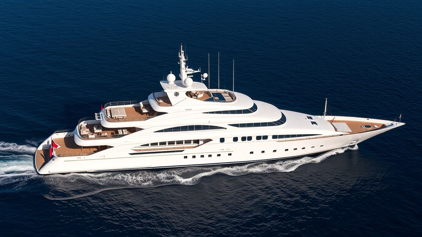 Luxurious Russian superyacht on the ocean.