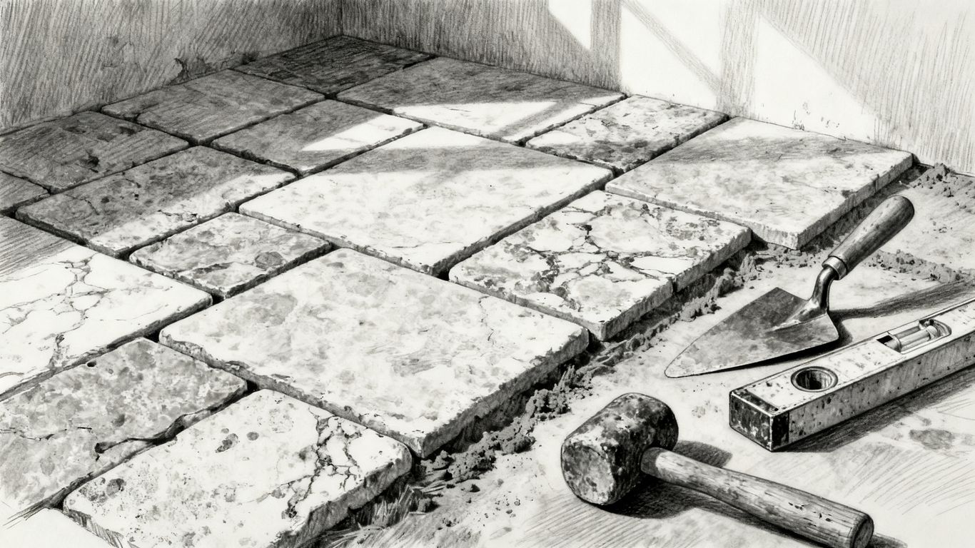 Rustic French pattern travertine installation