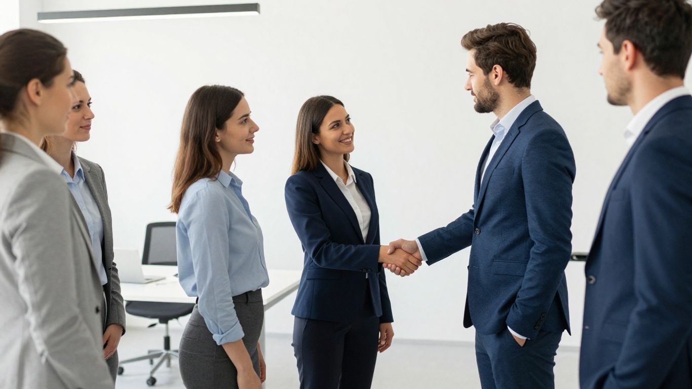 Arbeitnehmer und Personaldienstleister im Büro