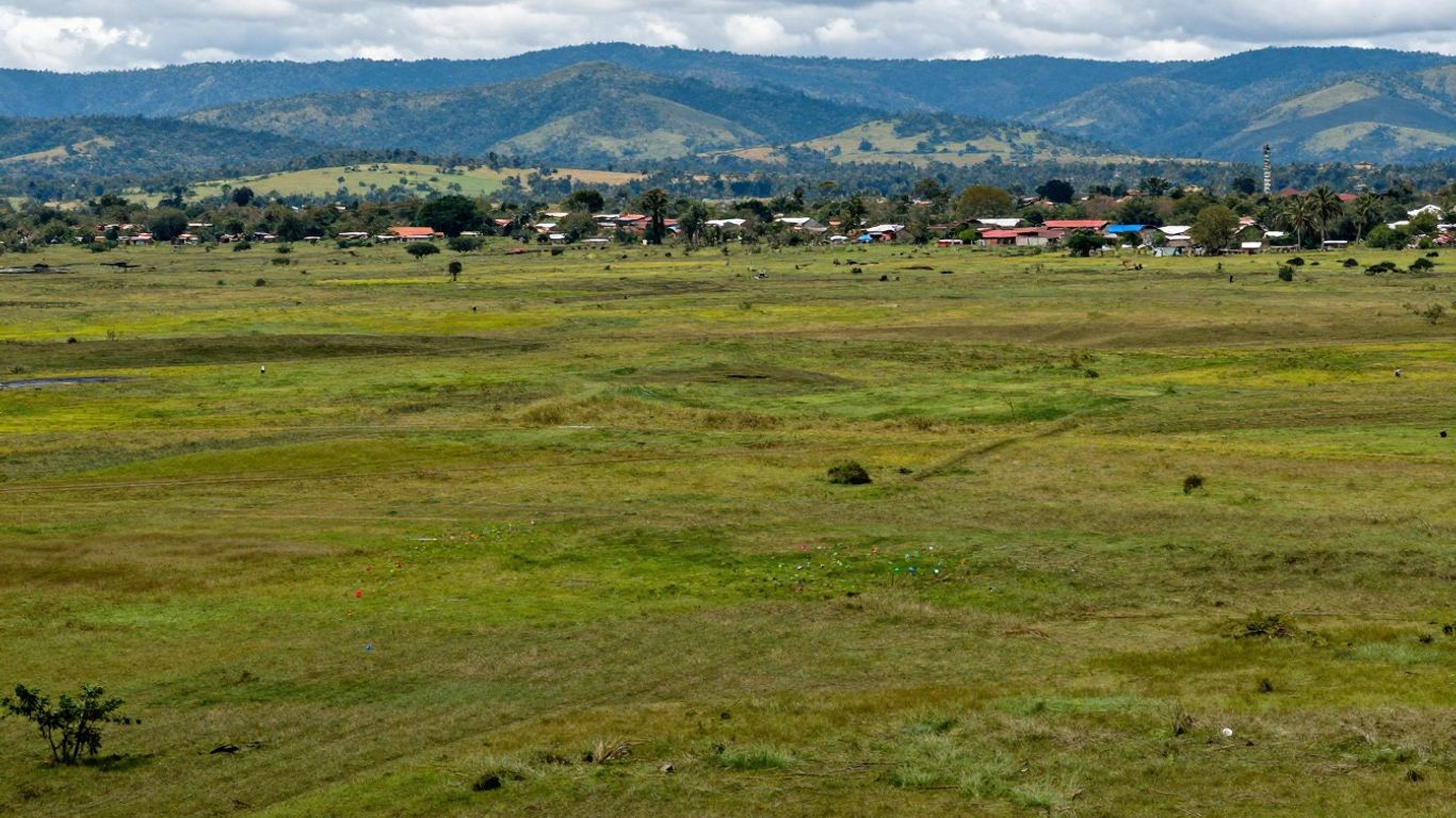 South American landscape with scattered dots.