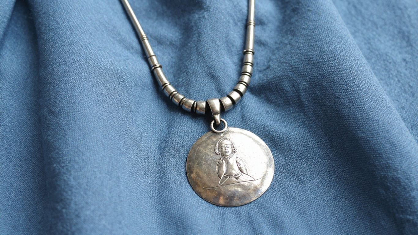 Oxidized silver necklaces with cotton fabric