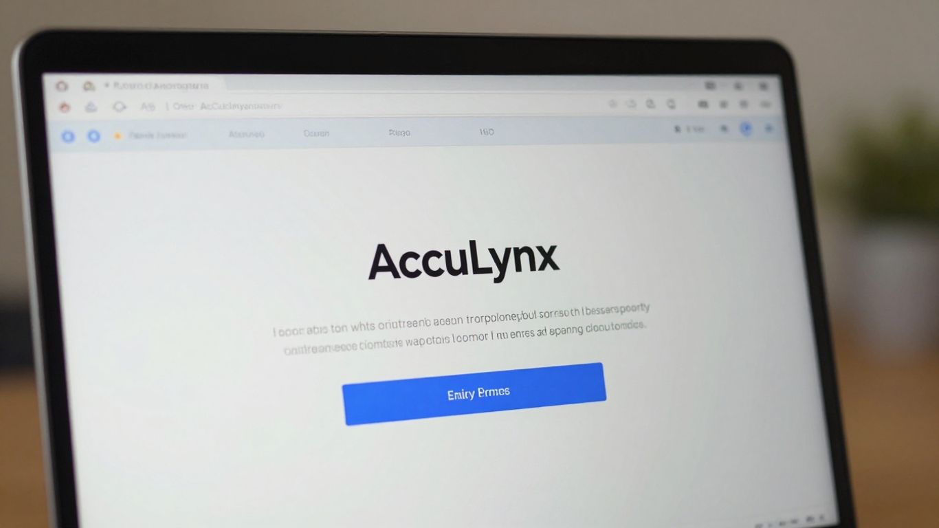AccuLynx login page on a laptop screen.
