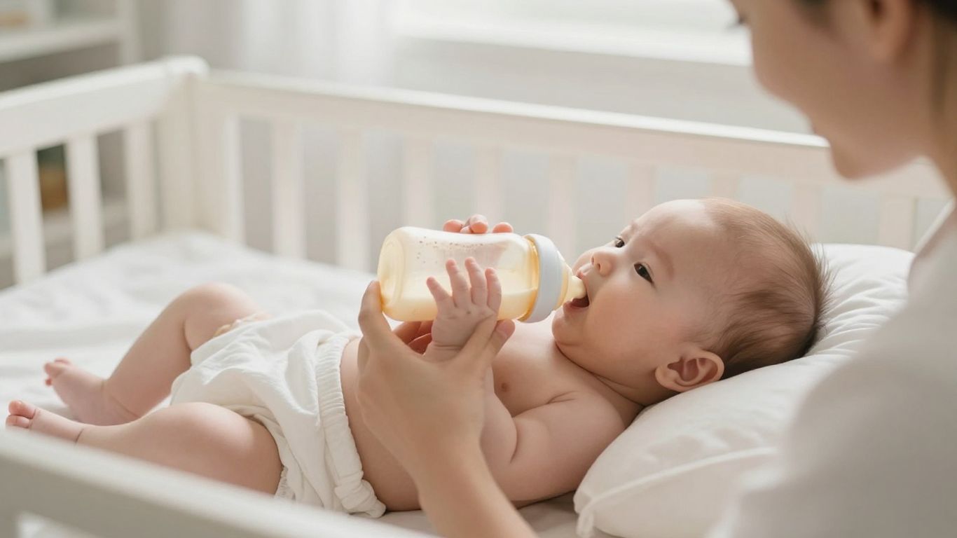 Madre alimentando a su bebé con calma