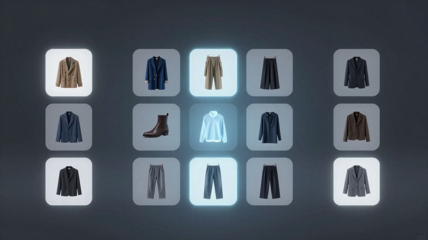 AI fashion styling app interface with clothing items.