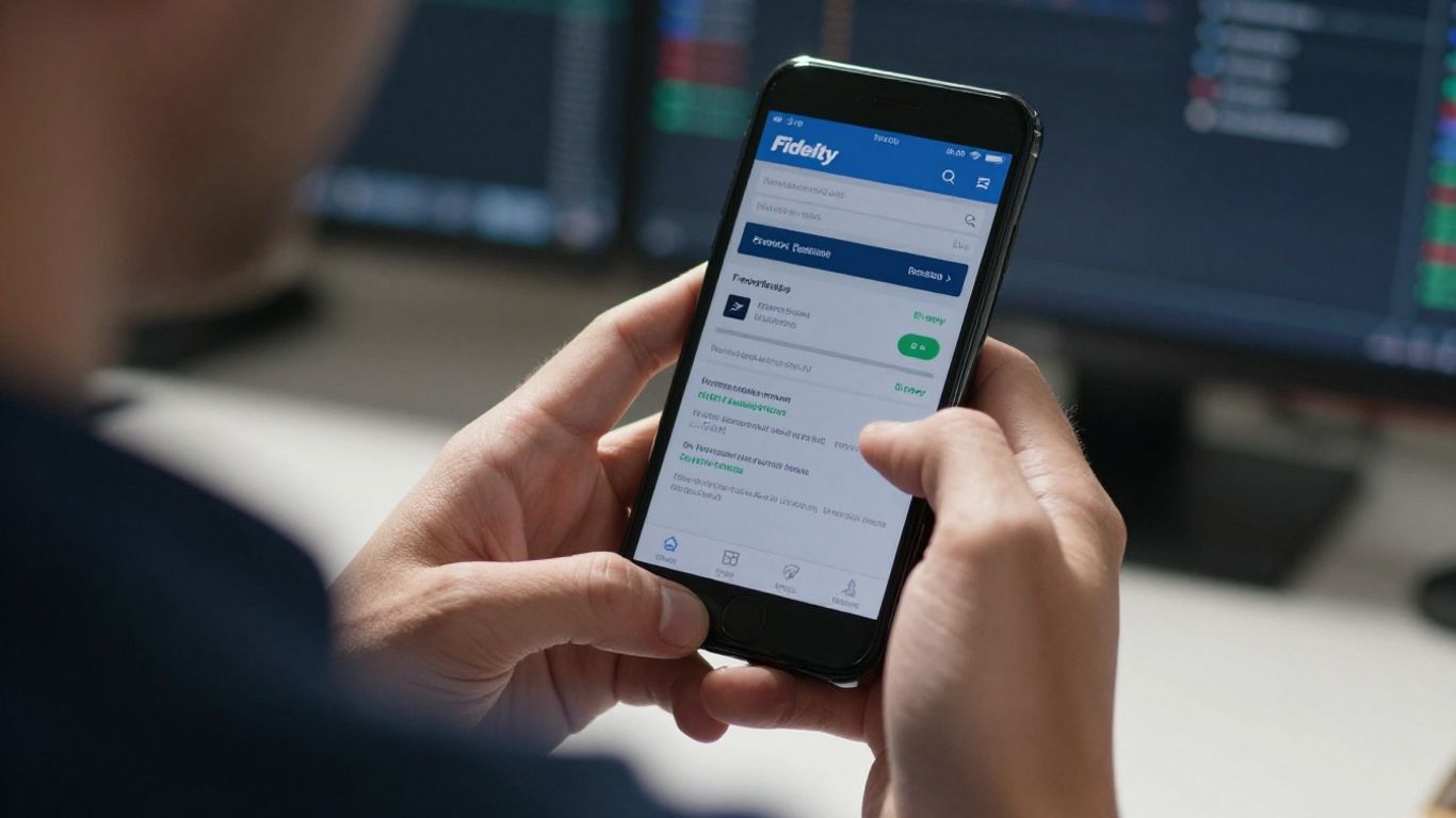 Fidelity trading app on a smartphone screen.