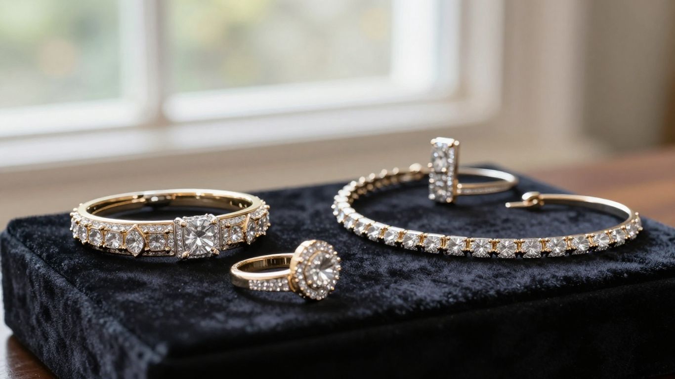 Bridal jewellery set on a velvet background