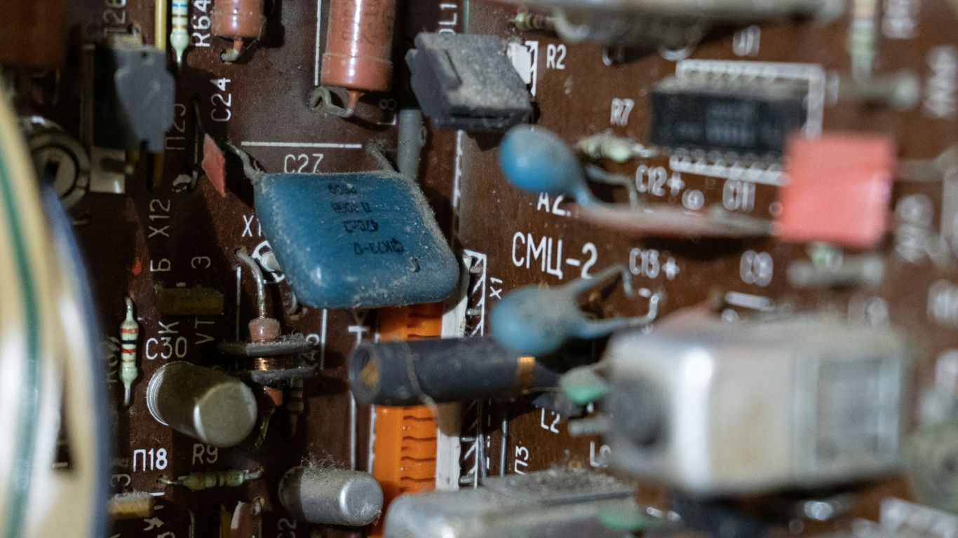 Close-up of electronic components on a circuit board.