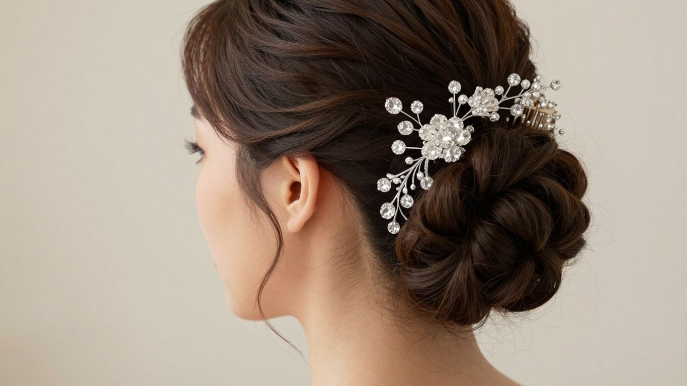 A close up view of bridal hair accessories