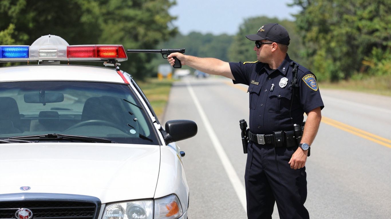 NC officer using radar gun to measure speed