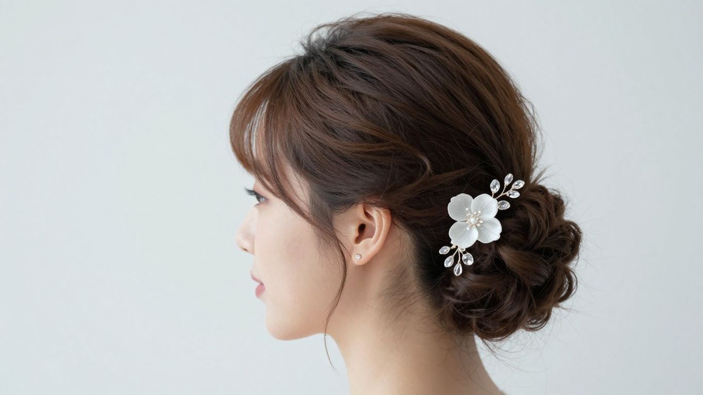 Elegant bride wearing subtle hair accessories