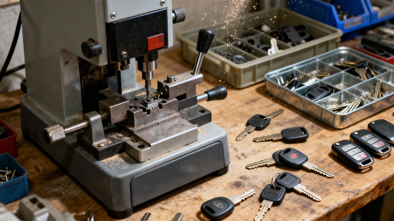 Automotive key cutting machine and blanks