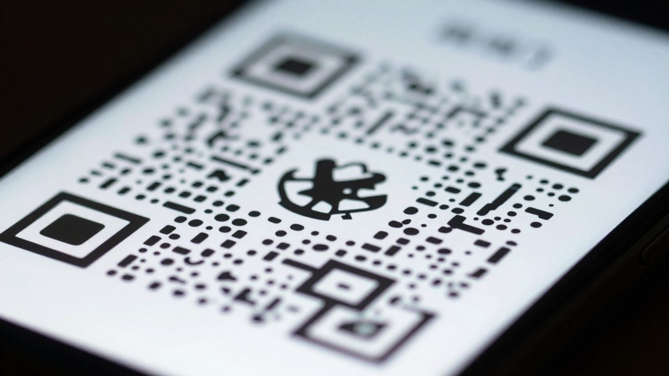 Smartphone displaying a dynamic QR code.