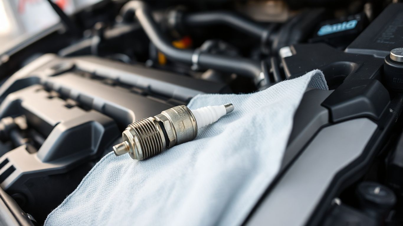 Worn spark plug beside ignition coil