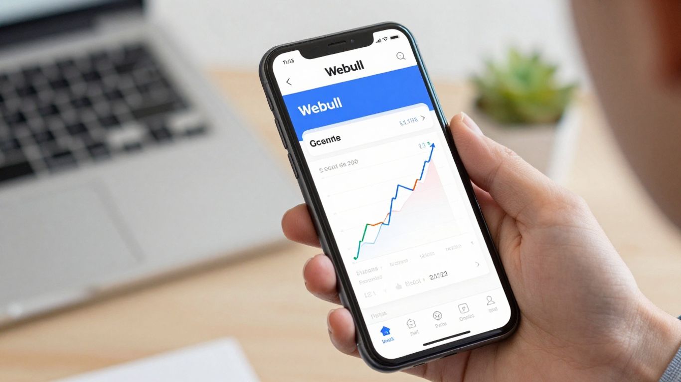 Webull trading app on a smartphone screen.