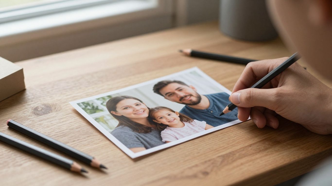 Nahaufnahme eines klaren Familienfotos als Portraitvorlage