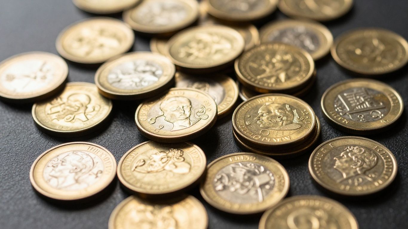 Pièces et lingots d'or et d'argent brillants.