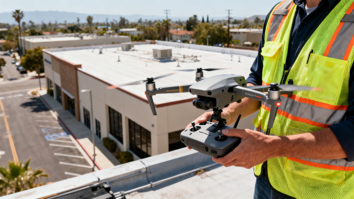 Drone operator planning a California property survey