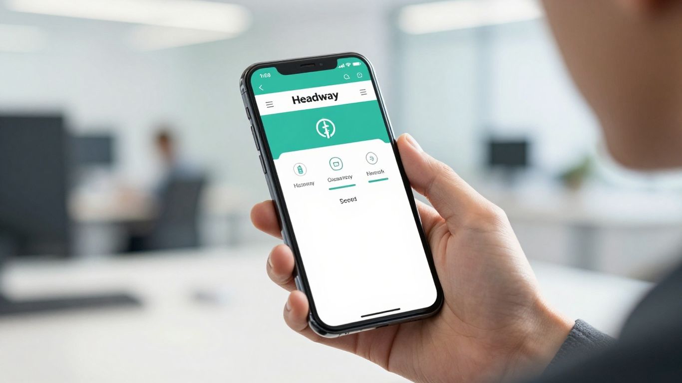 Person using Headway app on smartphone