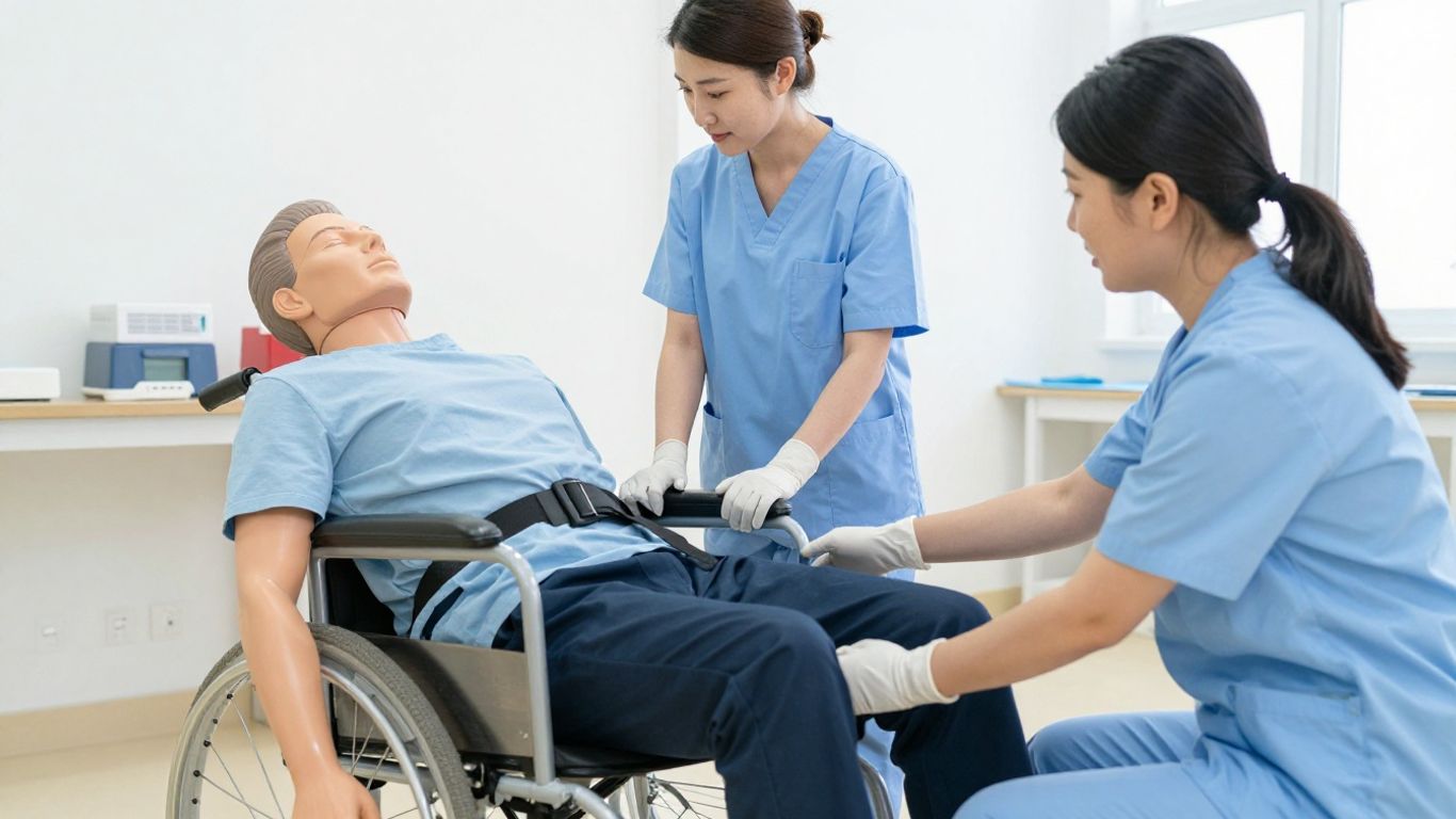 Nursing assistant practicing certification exam skills