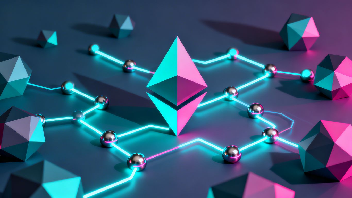 Ethereum network with looming shadows and security threats.