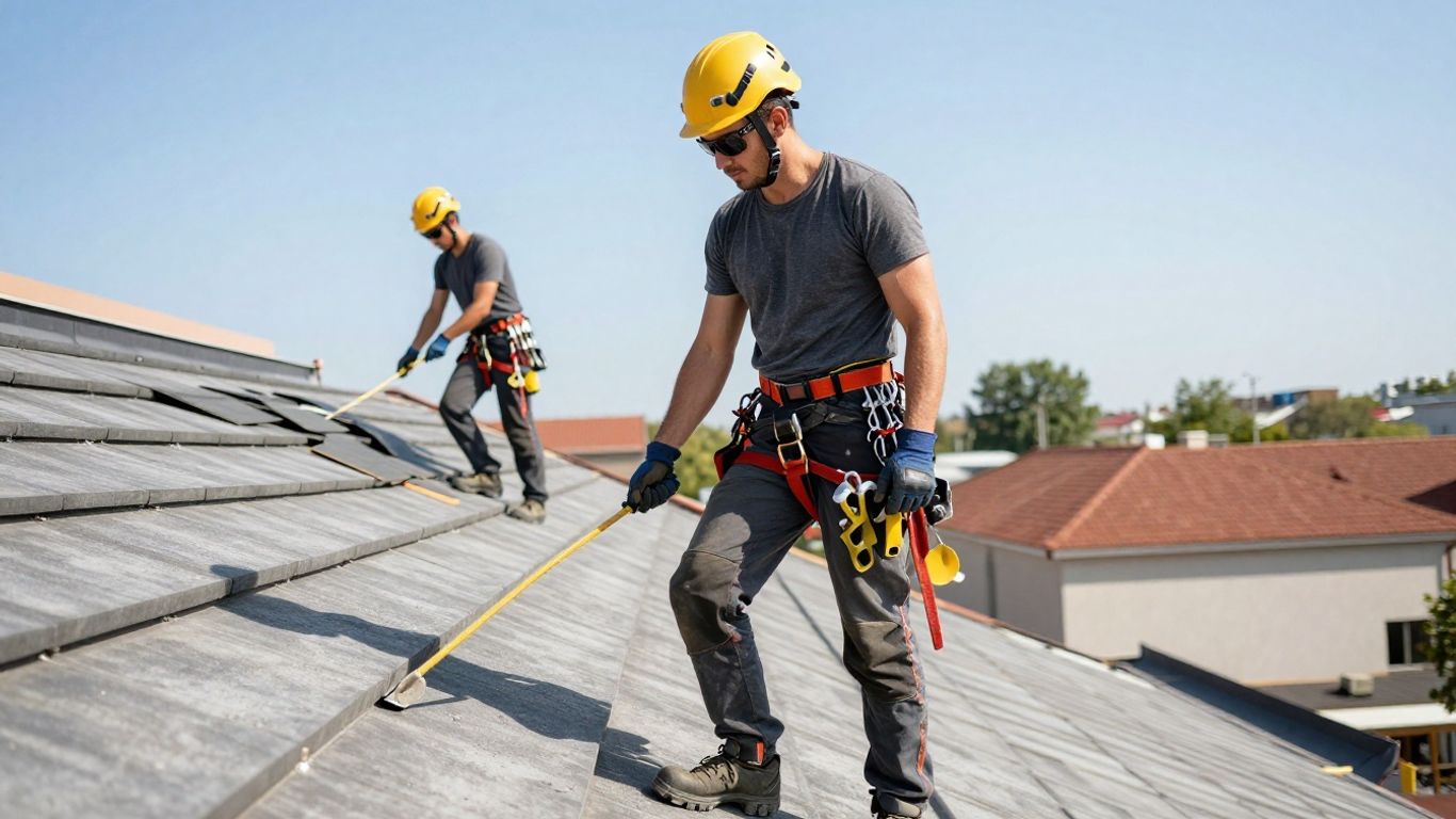 Roofer working on a sunny day.