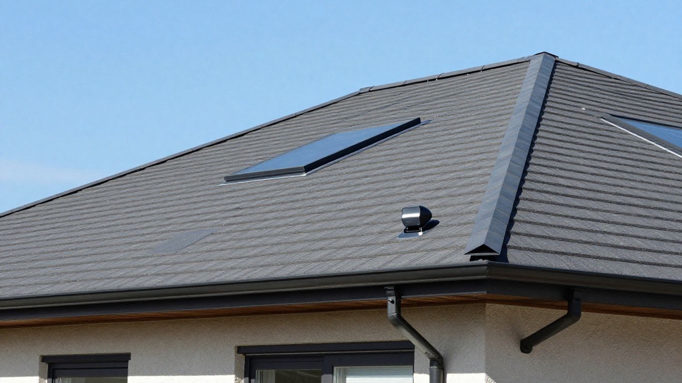 Smart sensors on a residential roof under a clear sky.