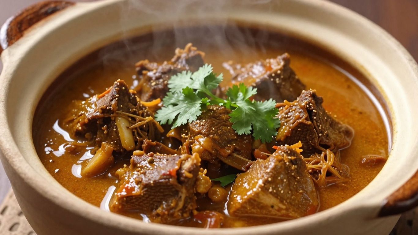 Slow-cooked mutton curry in a clay pot.