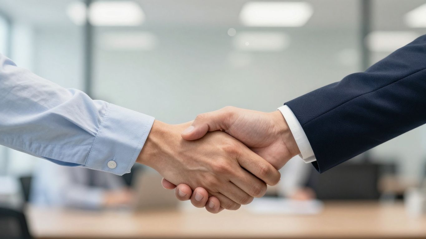 Handshake sealing a business deal for lead generation.