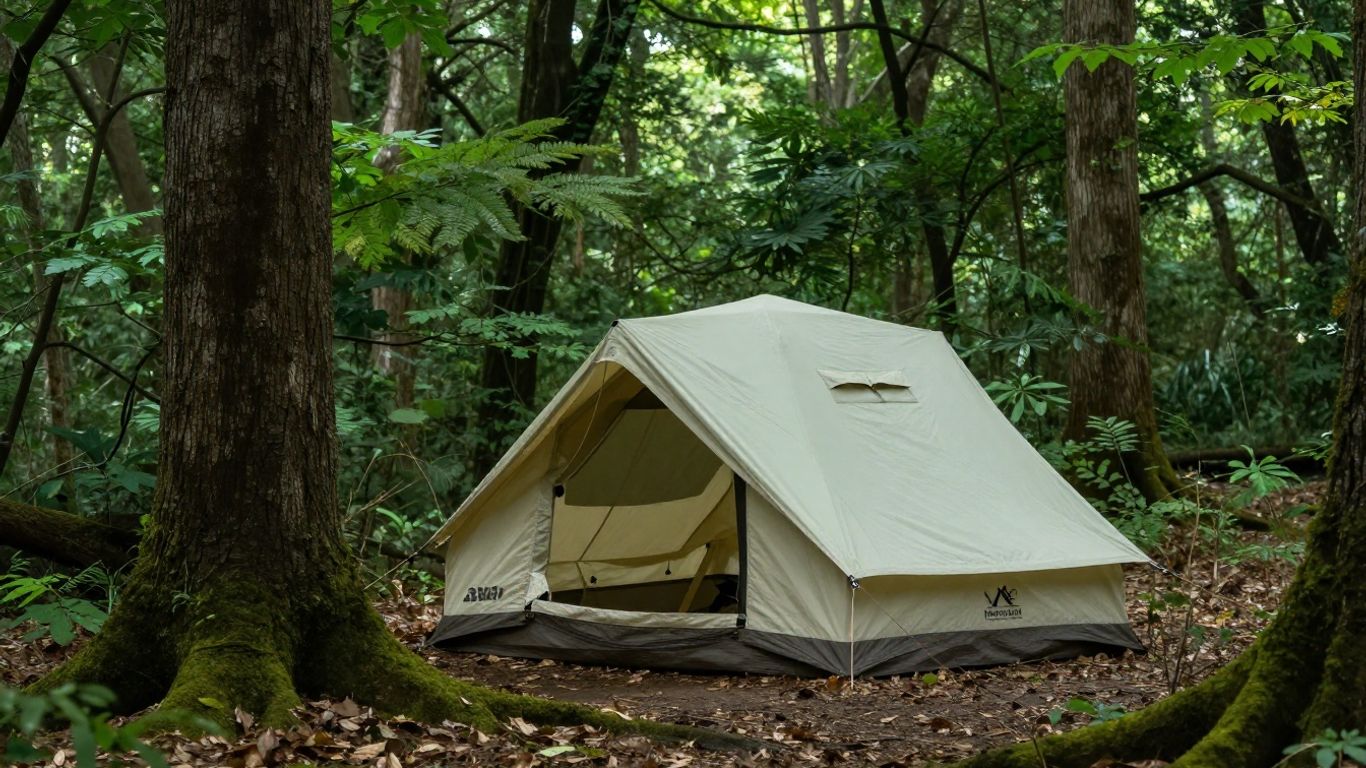 Luxury canvas tent in ancient woodland
