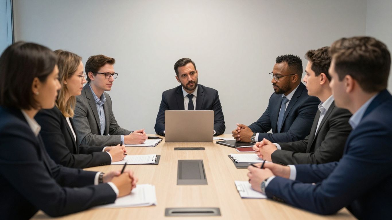 Team discussing cyber incident response around a table.