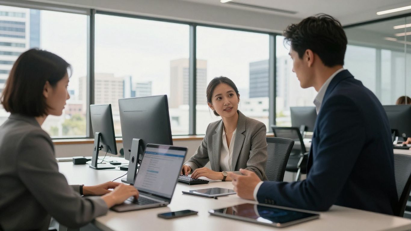 Brisbane business professionals working in a modern office.