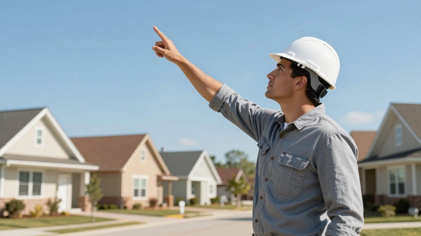 Contractor in front of diverse homes