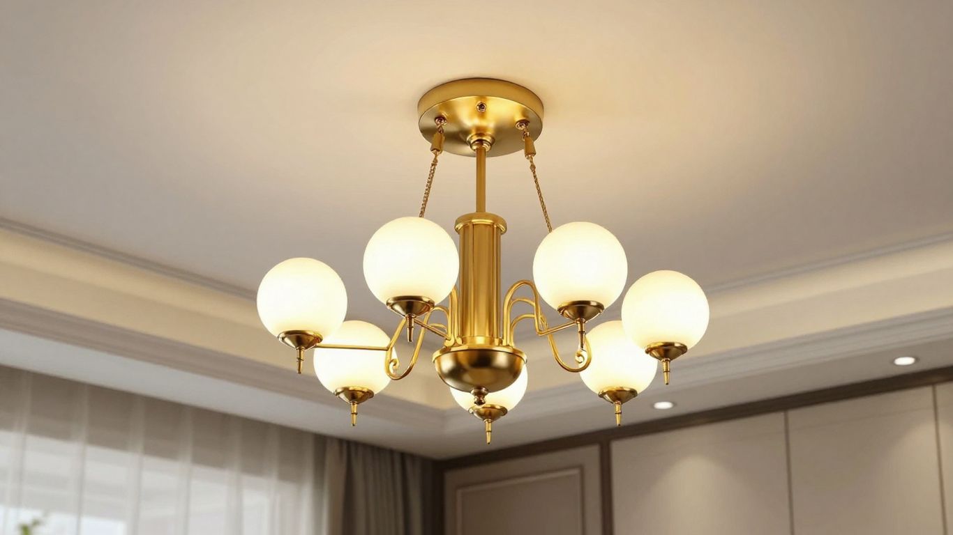 Gold semi-flush mount ceiling light fixture