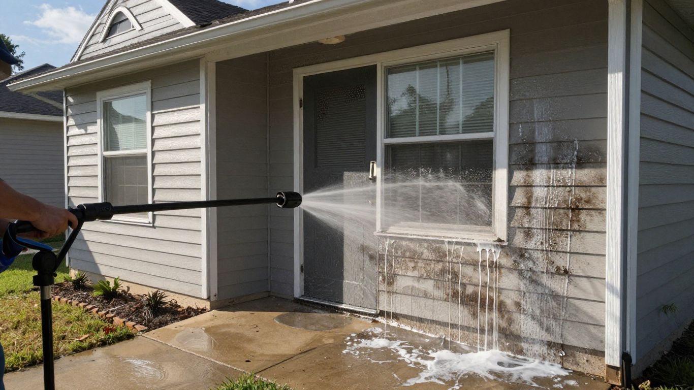 House exterior after professional pressure washing.