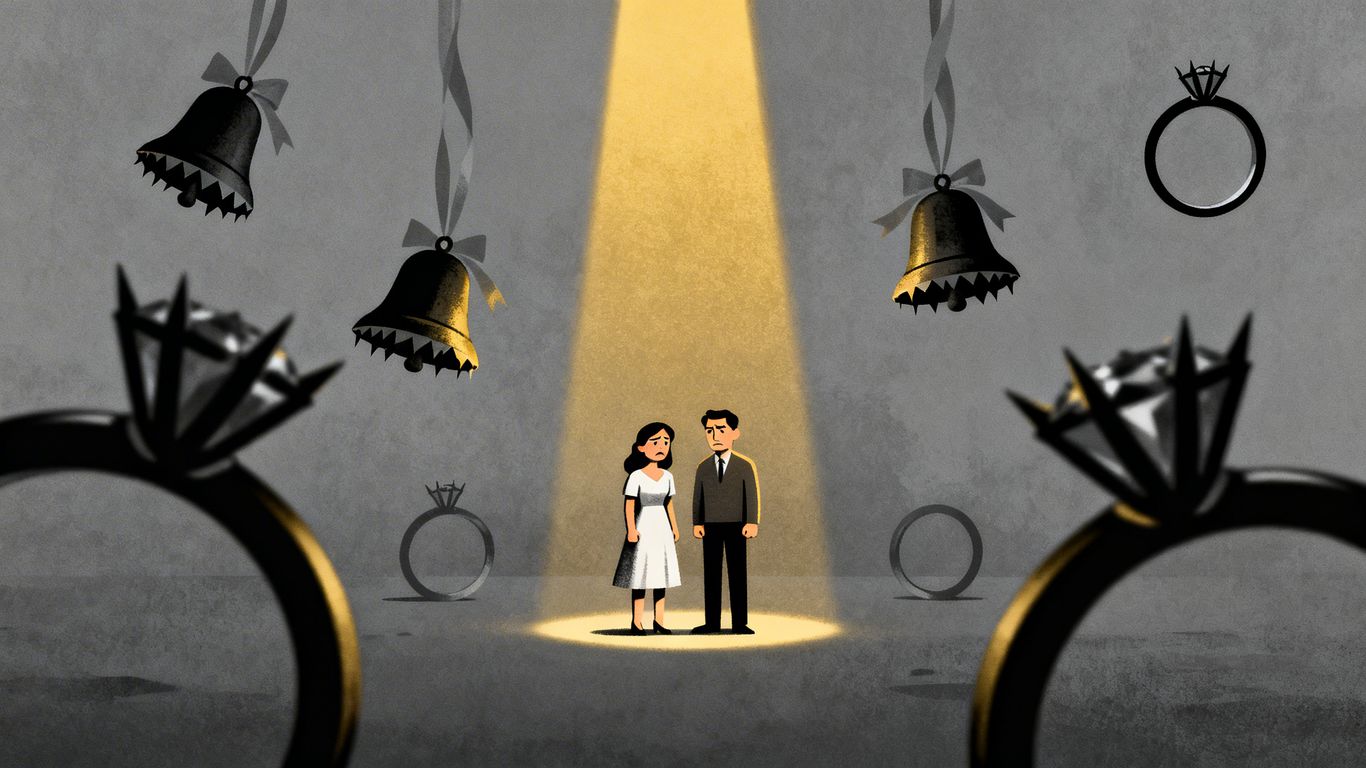 Couple breaking free from societal love pressures.
