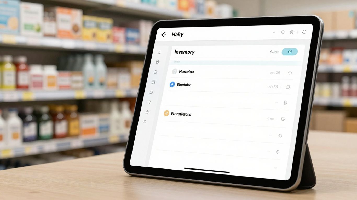 Inventory management app on a tablet