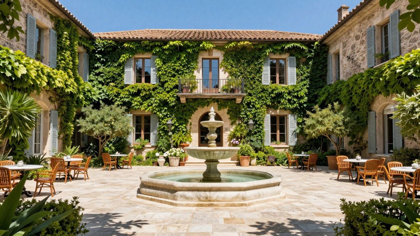Quiet courtyard setting in regional France