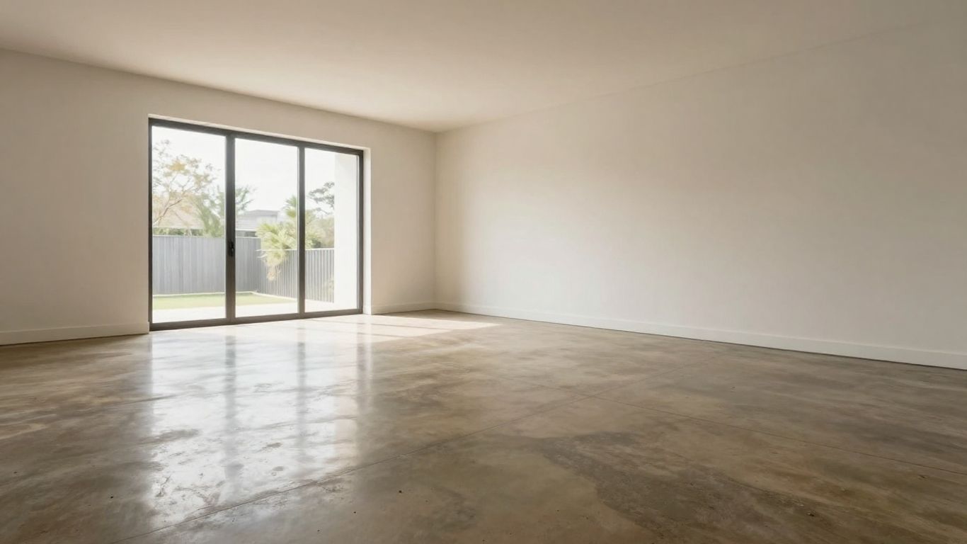 Polished concrete floor with exposed aggregate