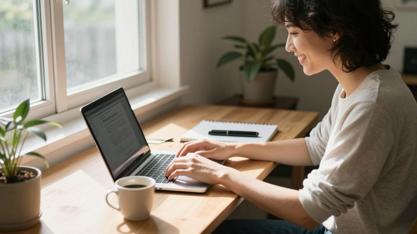 Person working from home in Australia