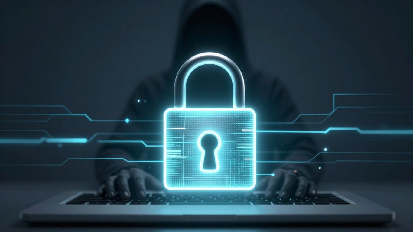 macOS security breach alert with abstract lock icon