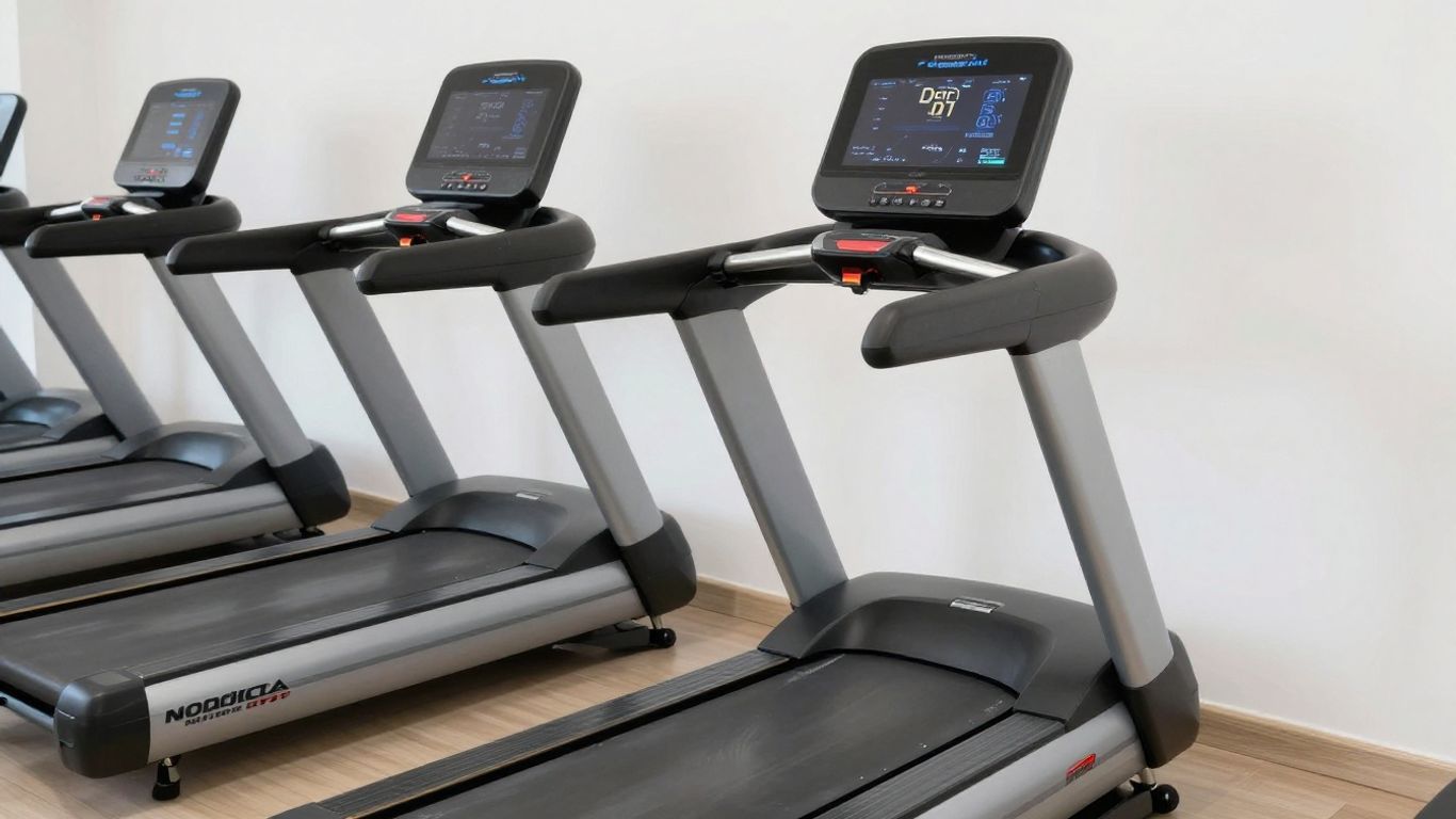 NordicTrack EXP 14i treadmill in a home gym.