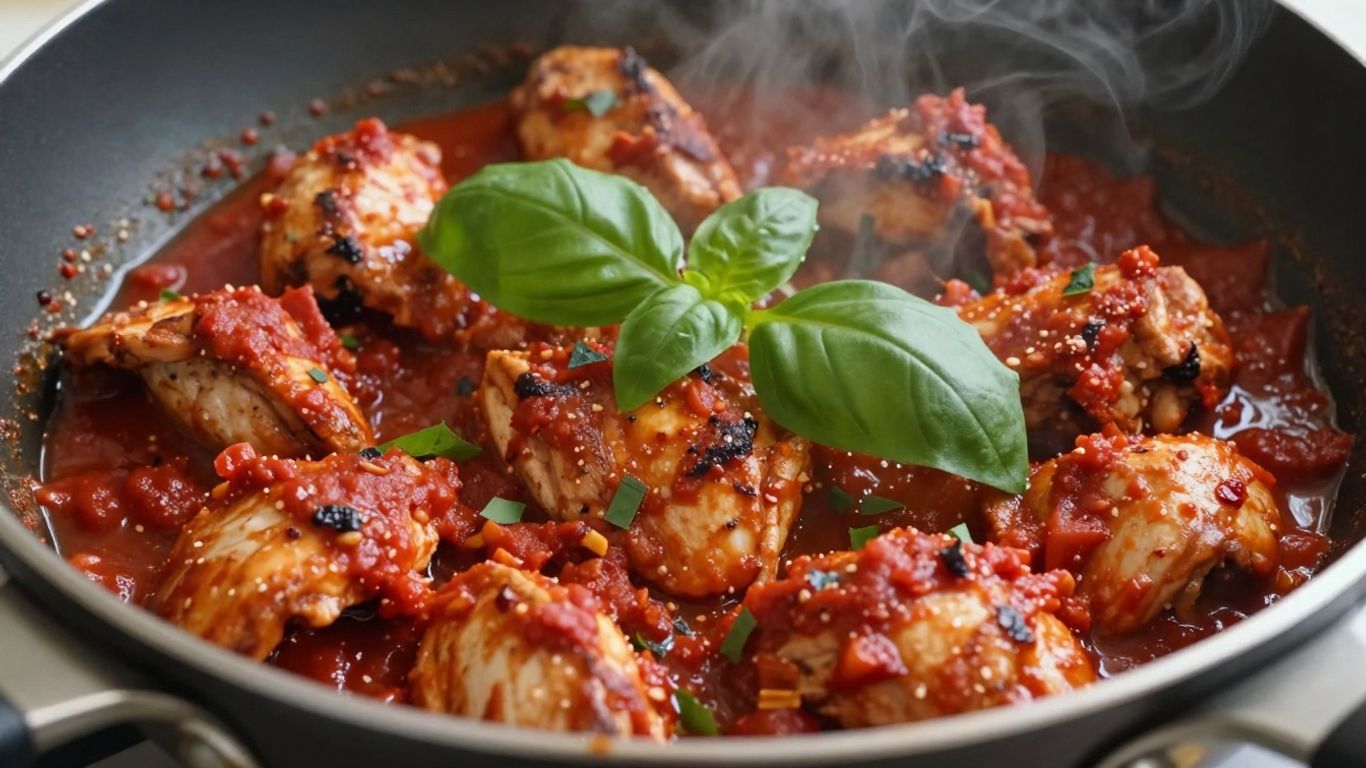 Skillet chicken marinara with fresh basil