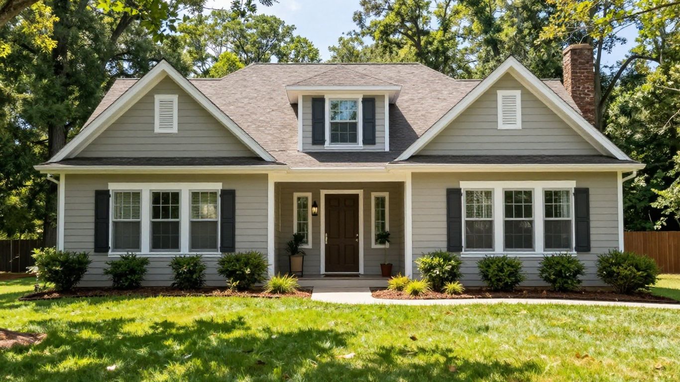 Remodeled Berkeley Lake, Georgia home with updated facade and landscaping.