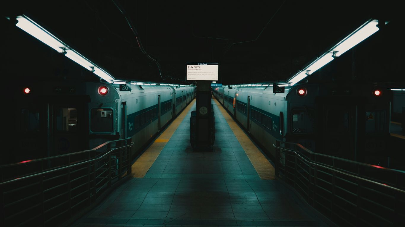 Commuters arriving at the nearby station