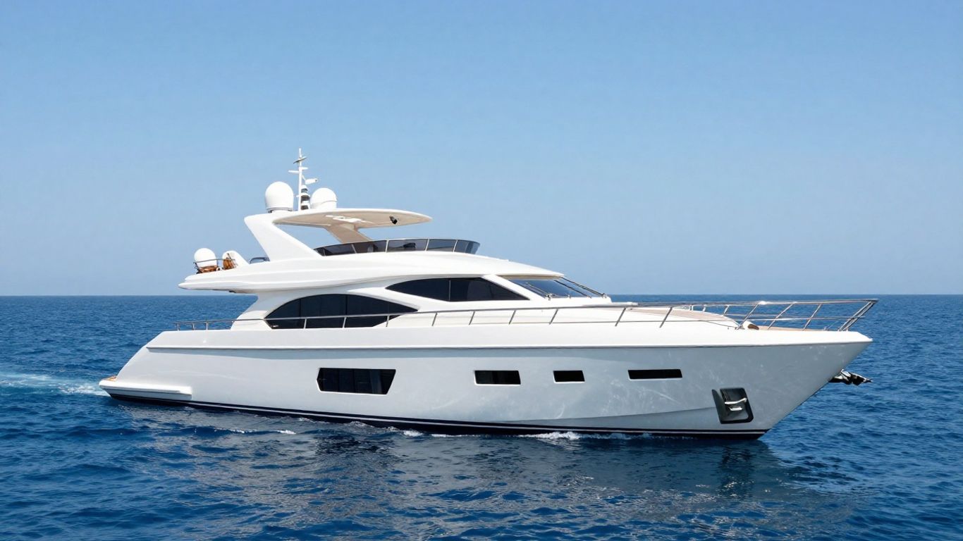 Luxury yacht sailing on a clear blue ocean.