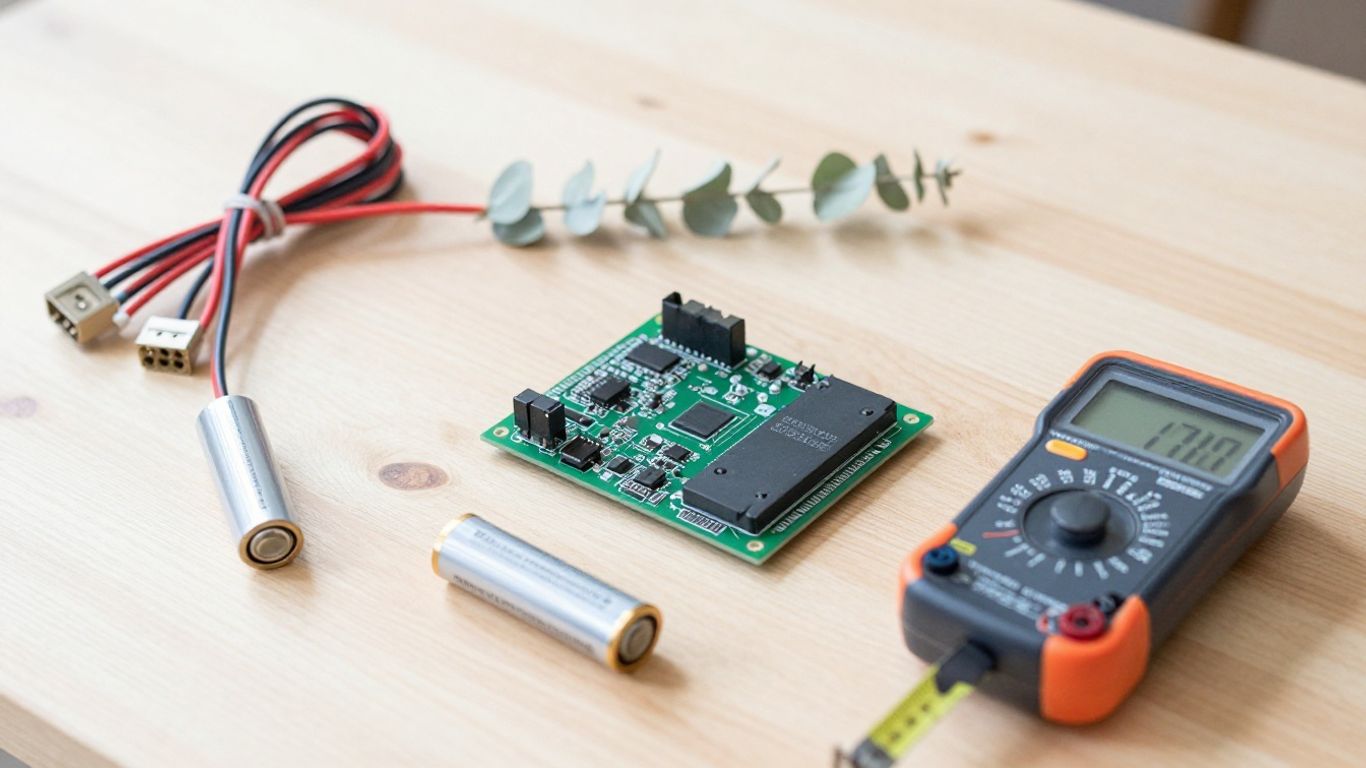 Compact lithium battery beside electronics