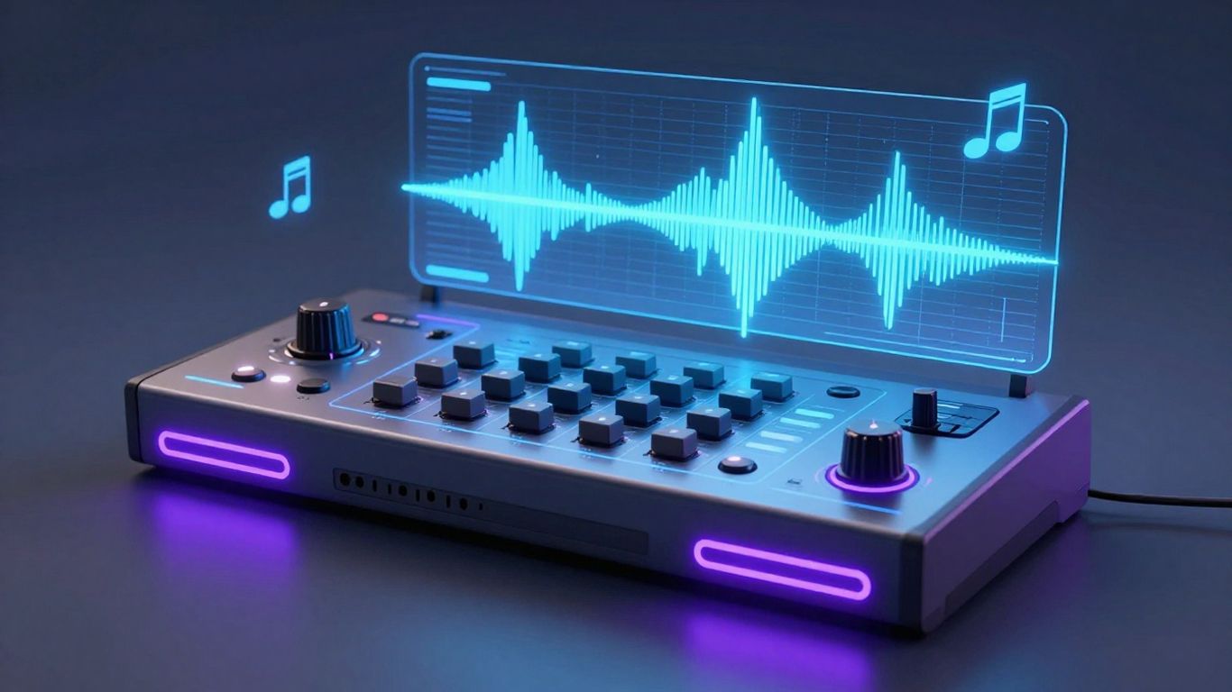 Synthesizer V Studio Pro interface with musical notes and waveform.