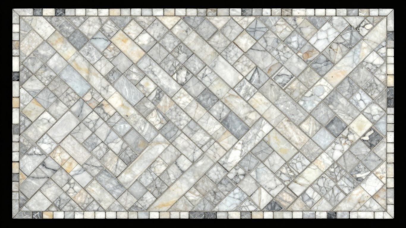 Herringbone marble mosaic pattern sketch