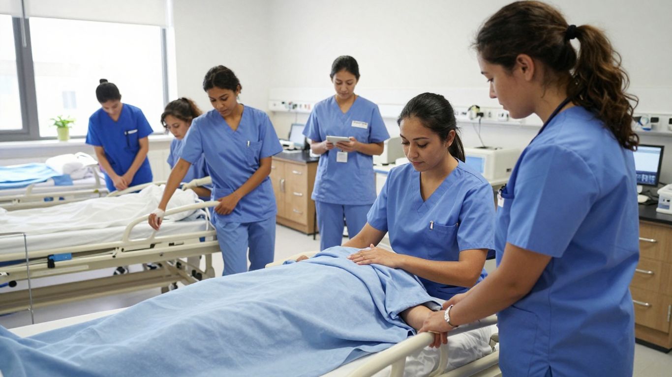 Students practicing nursing assistant skills in Colorado